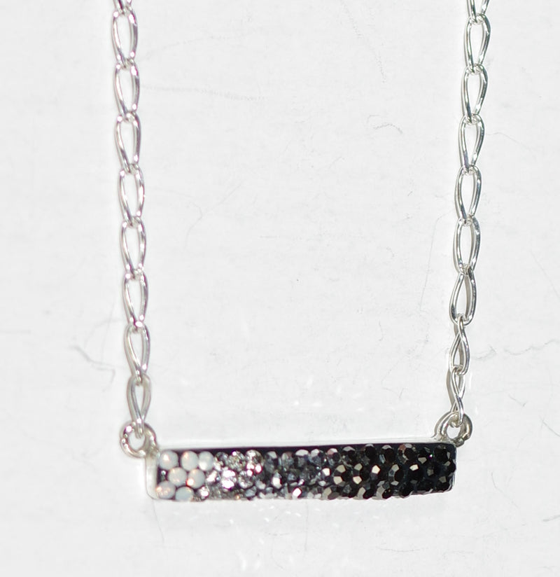 MOSAICO PENDANT BAR PN-8619-H: multi color Austrian crystals in 1.25" solid silver pendant, 18-20 inch adjustable silver chain
