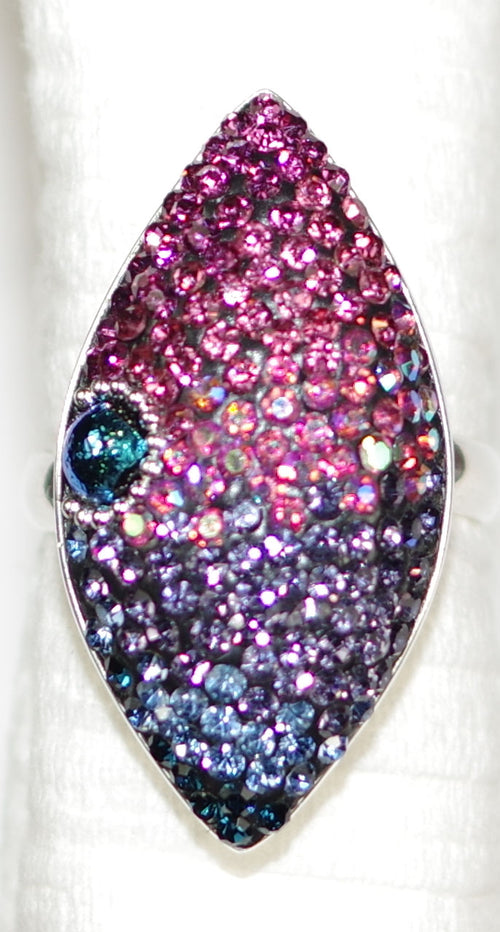 MOSAICO RING PR-8616-B: multi color Austrian crystals in 1.25" solid silver adjustable setting