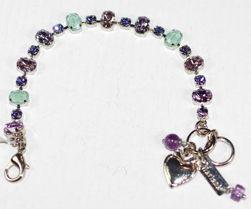 MARIANA BRACELET MATCHA: green, pink, purple 1/4" stones in silver rhodium setting