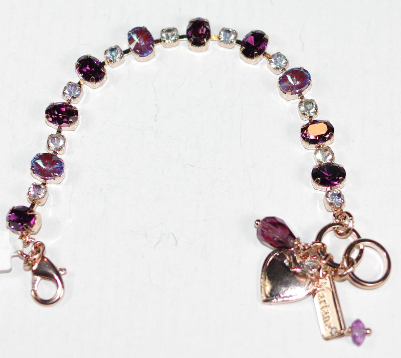 MARIANA BRACELET WILDBERRY: purple, blue, a/b 1/4" stones in rosegold setting