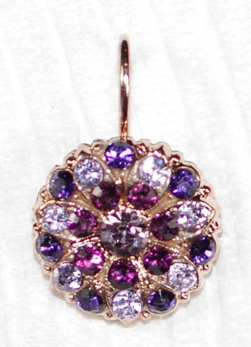 MARIANA EARRINGS WILDBERRY GUARDIAN: purple, lavender stones in 5/8" rosegold setting, lever back