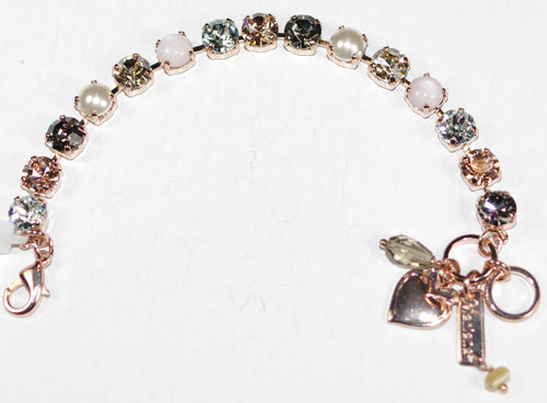 MARIANA BRACELET BETTE EARL GREY: pearl, amber, grey, blue 1/4" stones in rosegolds setting