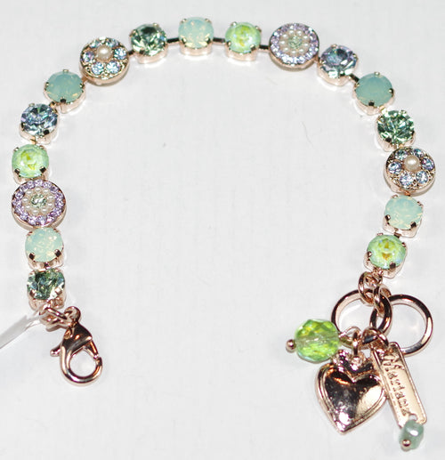 MARIANA BRACELET MINT CHIP: pacific opal, lavender, pearl, green stones in rosegold setting