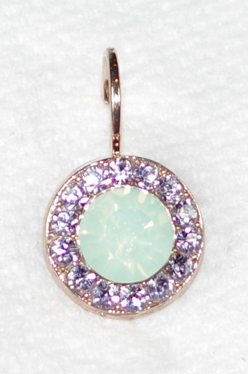 MARIANA EARRINGS MINT CHIP: pacific opal, lavender stones in 1/2" rosegold setting, lever back