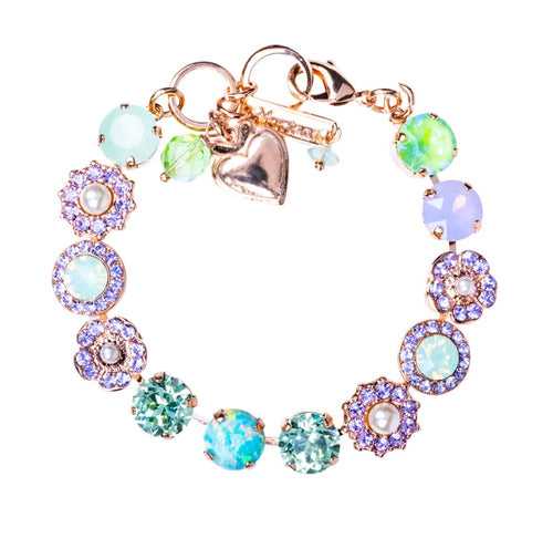MARIANA BRACELET MINT CHIP: green, lavender, pearl, simulated opal stones in rosegold setting