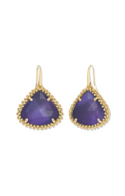 KENDRA SCOTT EARRINGS FRAMED KENDALL LARGE DROP GOLD DARK LAVENDER ILLUSION