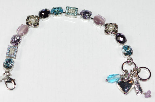 MARIANA BRACELET BLUE MOON: blue, purple, pearl stones in silver rhodium setting