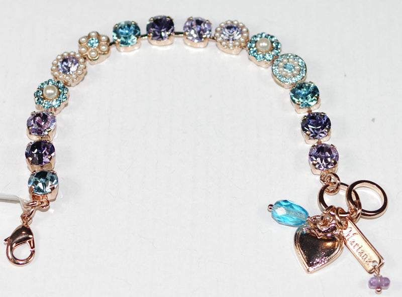 MARIANA BRACELET BLUE MOON: purple, blue, pearl stones in rose gold setting