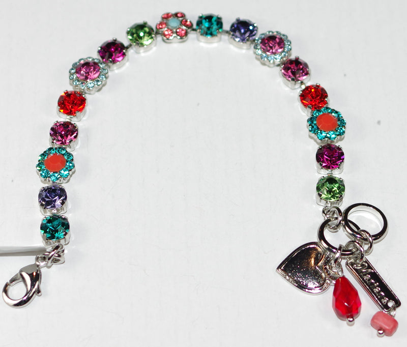 MARIANA BRACELET RAINBOW SHERBERT: green, blue, pink, orange, purple stones in silver rhodium setting