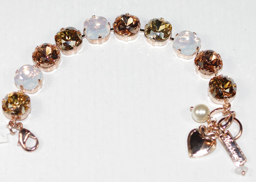 MARIANA BRACELET COOKIE DOUGH: amber, white 1/2" stones in rose gold setting