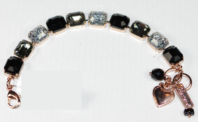 MARIANA BRACELET ROCKY ROAD: black, grey, clear stones in rose gold setting