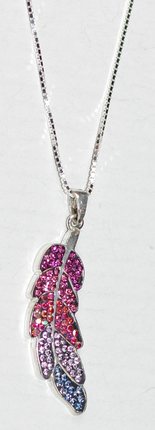 MOSAICO PENDANT PP-8699-B: multi color Austrian crystals in 1.5" solid silver pendant, 18-20 inch adjustable silver chain