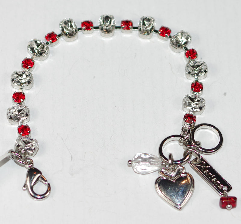 MARIANA BRACELET RED/CLEAR: red, clear 1/4" stones in silver rhodium setting