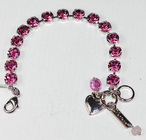 MARIANA BRACELET BETTE PINK: 3/8" pink stones in silver rhodium setting