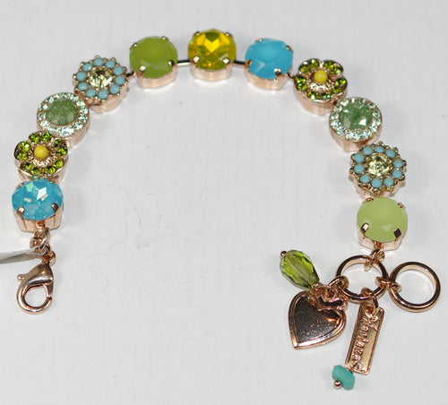 MARIANA BRACELET PISTACHIO: yellow, green, blue stones in rose gold setting