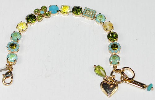 MARIANA BRACELET PISTACHIO: yellow, green, blue stones in yellow gold setting