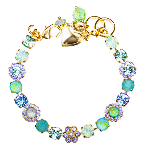 MARIANA BRACELET MINT CHIP: green, purple, pearl stones in yellow gold setting