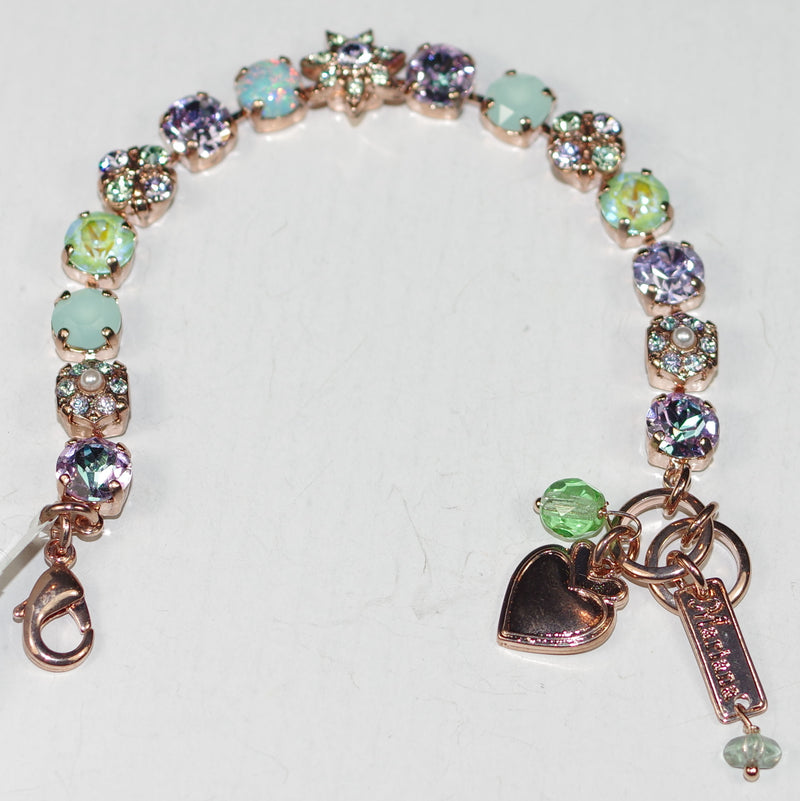 MARIANA BRACELET MINT CHIP: green, pearl, lavender stones in rose gold setting