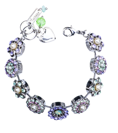 MARIANA BRACELET MINT CHIP: green, purple, pearl, lavender stones in silver rhodium setting