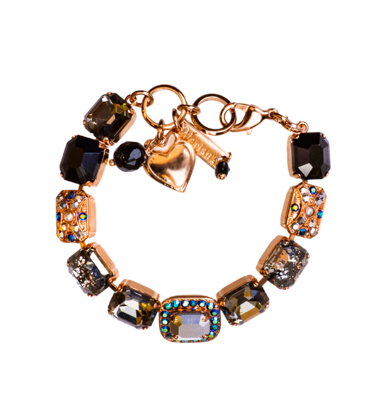 MARIANA BRACELET ROCKY ROAD: black, grey, pearl, a/b stones in rose gold setting