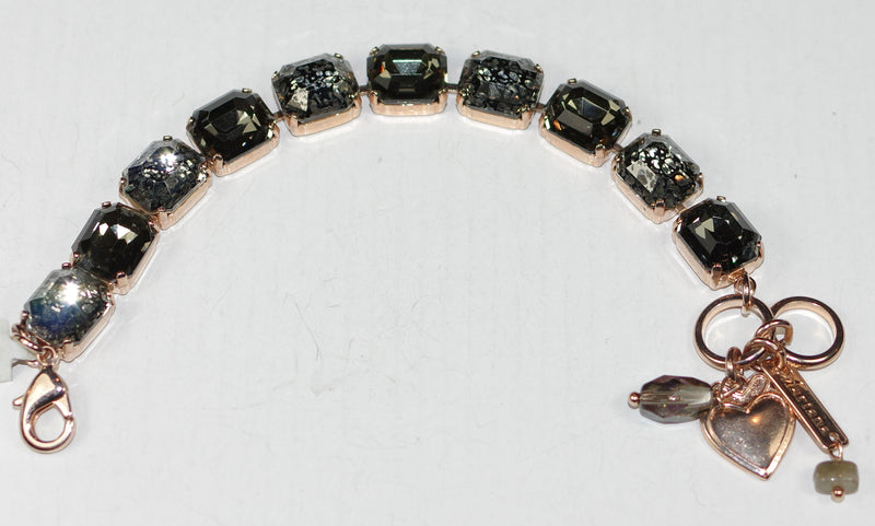 MARIANA BRACELET: dark grey, lace 1/2" stones in rose gold setting