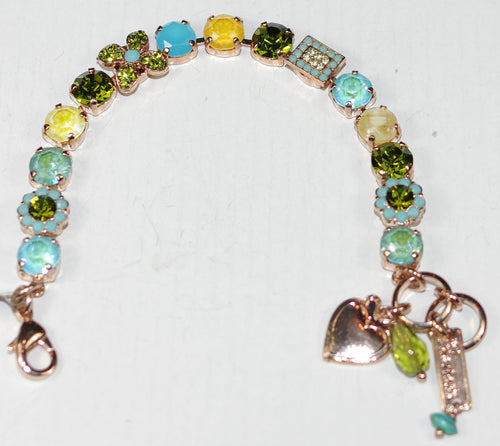 MARIANA BRACELET PISTACHIO: green, yellow, blue 1/4" stones in rose gold setting