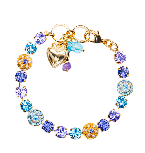 MARIANA BRACELET BLUE MOON: purple, blue, pearl stones in yellow gold setting