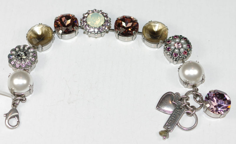 MARIANA BRACELET CAKE BATTER: pearl, lavender, rose, pacific opal, brown 5/8" stones in silver setting