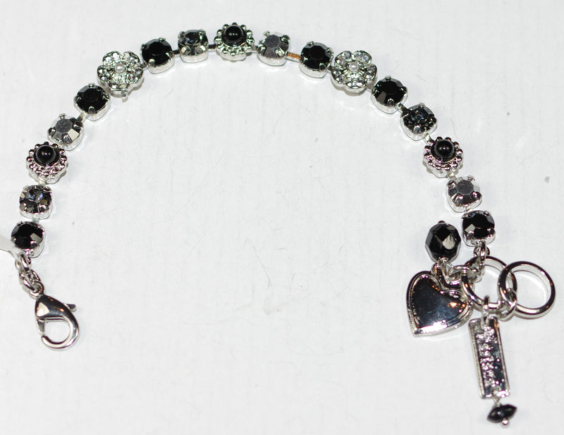 MARIANA BRACELET ROCKY ROAD: black, silver 3/8" stones in silver rhodium setting