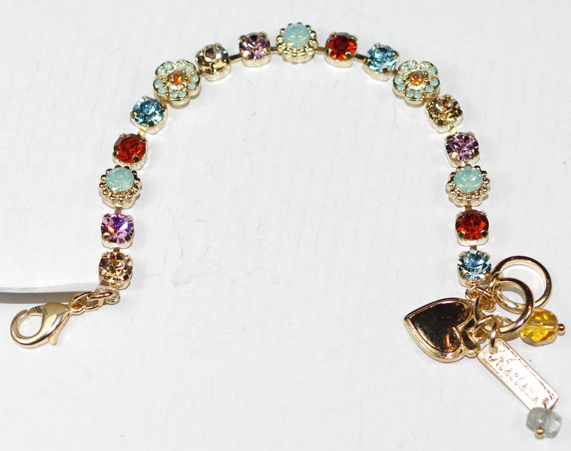 MARIANA BRACELET FRIENDSHIP: blue, amber, lavender, green 3/8" stones in yellow gold setting