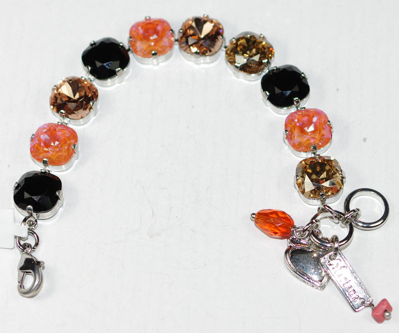 MARIANA BRACELET MAGIC: amber, black, peach 1/2" stones in silver rhodium setting