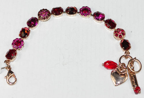 MARIANA BRACELET RED: red, pink stones in rose gold setting