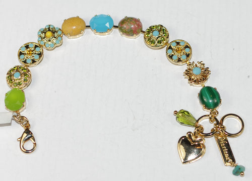 MARIANA BRACELET PISTACHIO: blue, green, natural stones in yellow gold setting