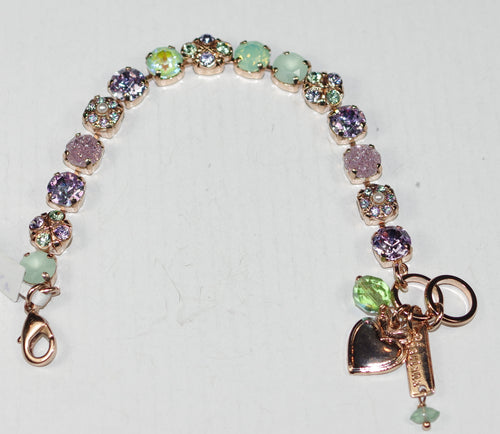 MARIANA BRACELET MINT CHIP:  1/4" lavender, green stones in rose gold setting