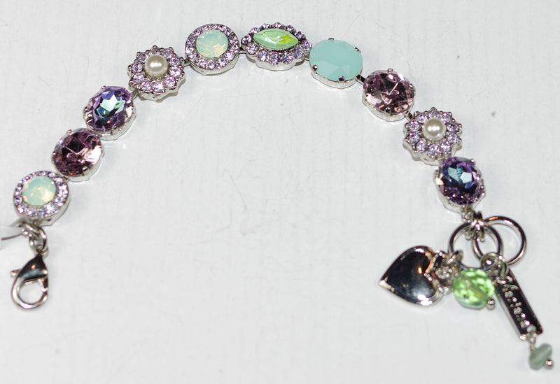 MARIANA BRACELET MINT CHIP: green, lavender, pearl stones in silver rhodium setting