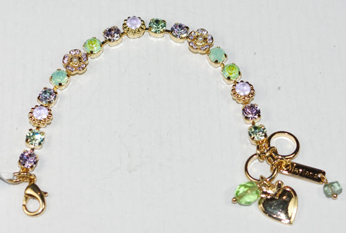 MARIANA BRACELET MINT CHIP: green, lavender, pearl stones in yellow gold setting