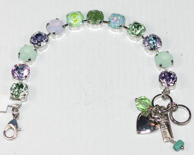 MARIANA BRACELET PISTACHIO: purple, green, simulated opal stones in silver rhodium setting