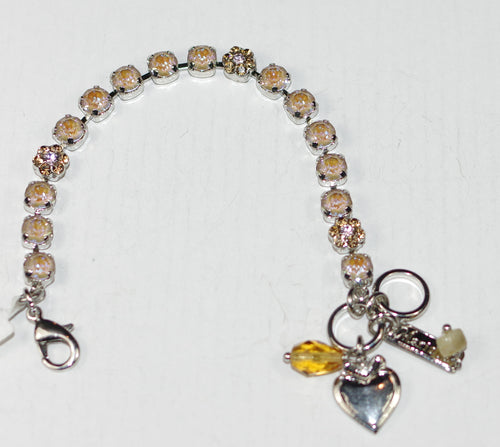 MARIANA BRACELET: small pink, amber stones in silver rhodium setting