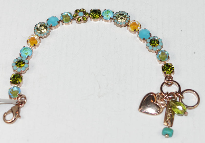 MARIANA BRACELET PISTACHIO: blue, green, yellow stones in rose gold setting