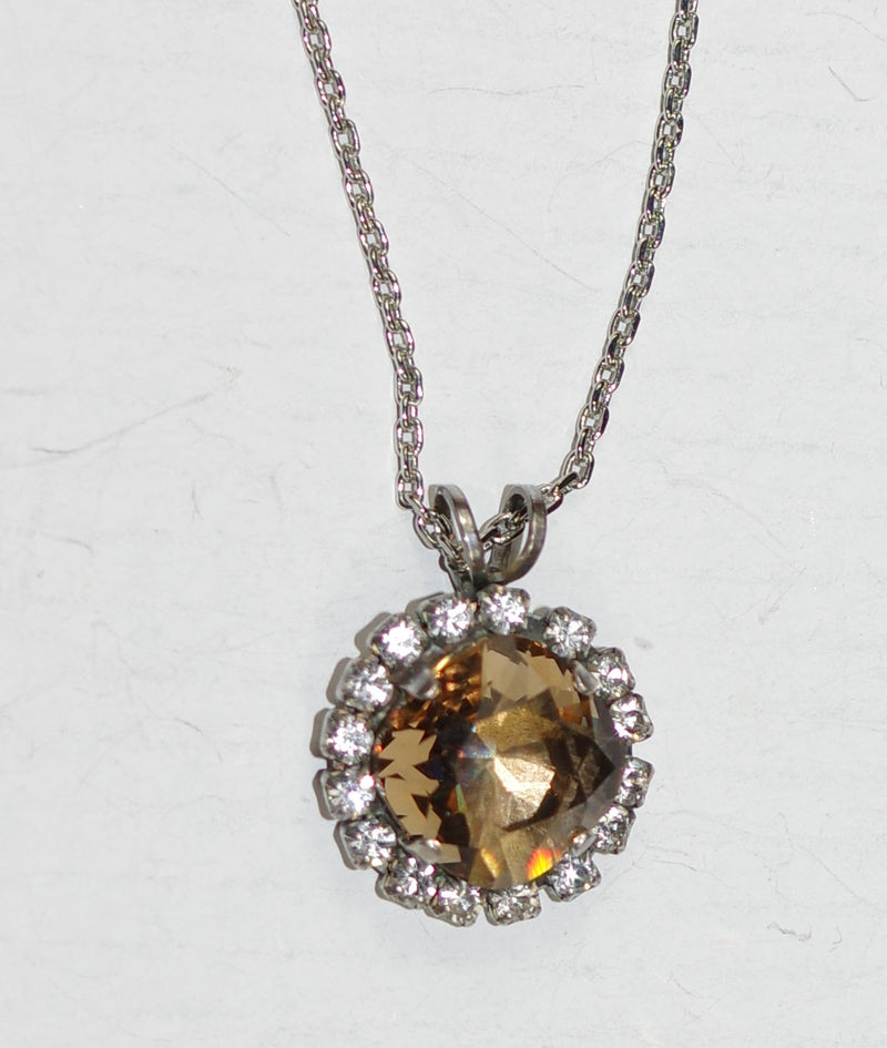 MARIANA PENDANT KALAHARI: amber, clear stones in 3/4" silver setting, 18" adjustable chain
