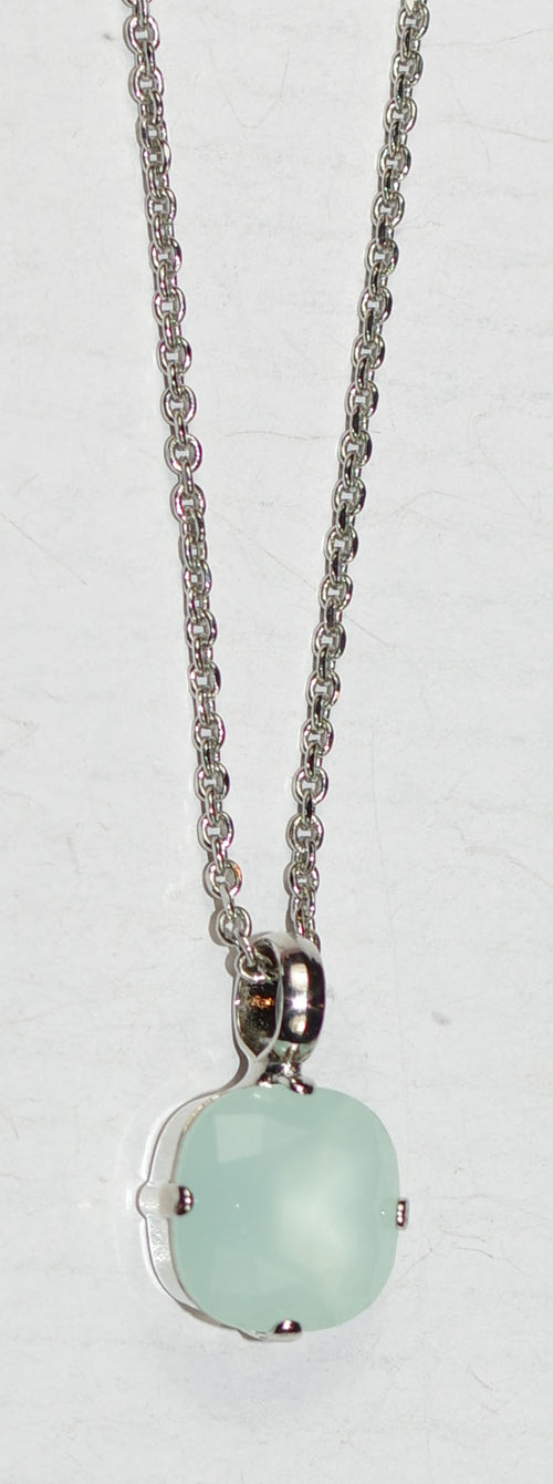 MARIANA PENDANT: pacific opal stone in 1/2" silver rhodium setting, 18" adjustable chain