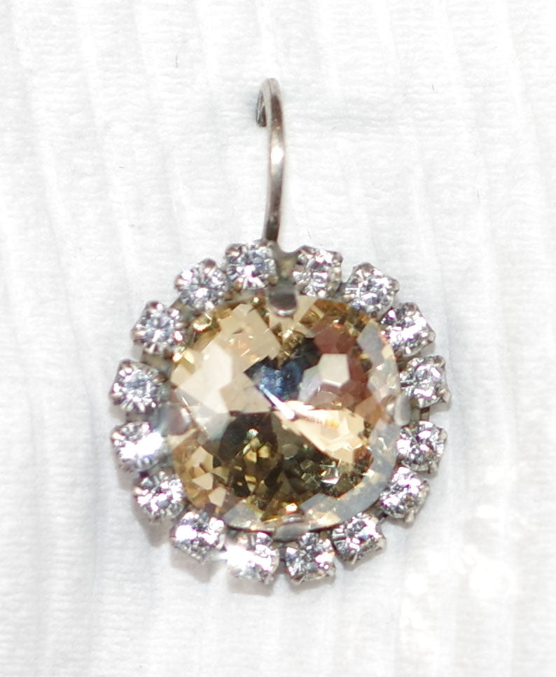 MARIANA EARRINGS KALAHARI: clear, amber stones in 3/4" silver setting, lever back