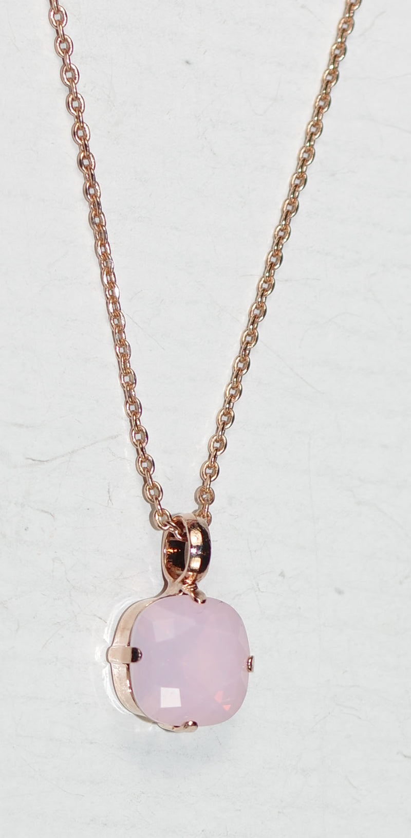 MARIANA PENDANT PINK: pink stone in rose gold setting, 18" adjustable chain