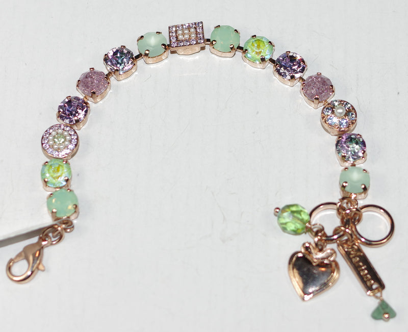 MARIANA BRACELET MINT CHIP:  lavender, green, pearl 3/8" stones in rose gold setting