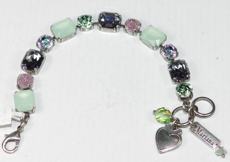 MARIANA BRACELET MINT CHIP: pink, green, lavender stones in silver setting