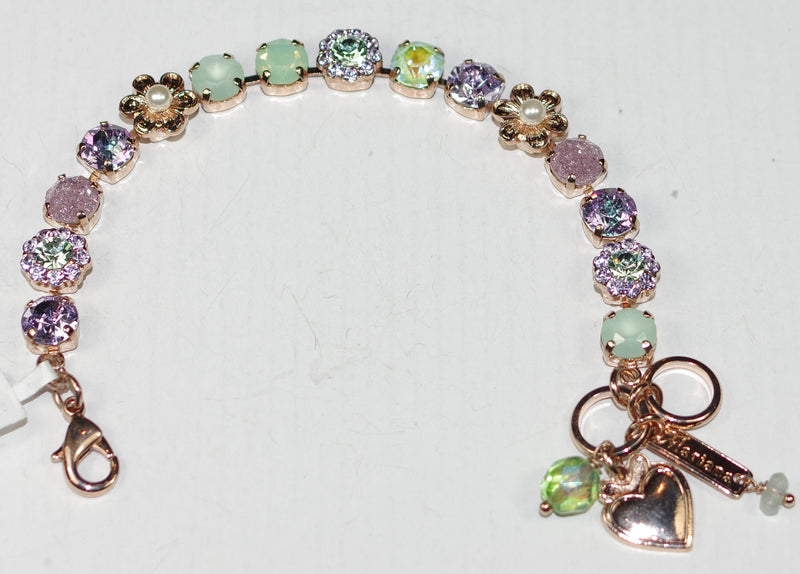 MARIANA BRACELET MINT CHIP: green, lavender, pearl 3/8" stones in rose gold setting