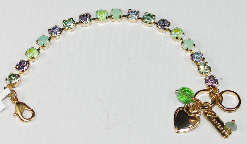 MARIANA BRACELET MINT CHIP: lavender, green 1/4" stones in yellow gold setting