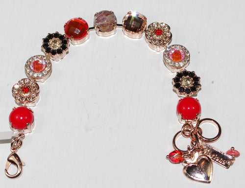 MARIANA BRACELET MAGIC: black, pink, orange, amber, clear stones in rose gold setting