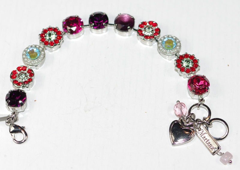 MARIANA BRACELET ENCHANTED: red, green, blue, purple stones in silver rhodium setting