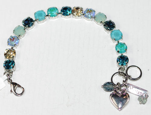 MARIANA BRACELET BETTE FAIRYTALE: blue, amber, teal 3/8" stones in silver rhodium setting